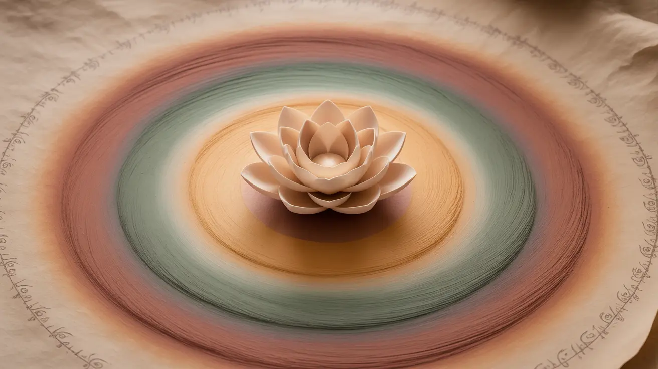 Abstract concept, circular flow of Kapha, Pitta, Vata energies with gradient lighting in calm earthy colors