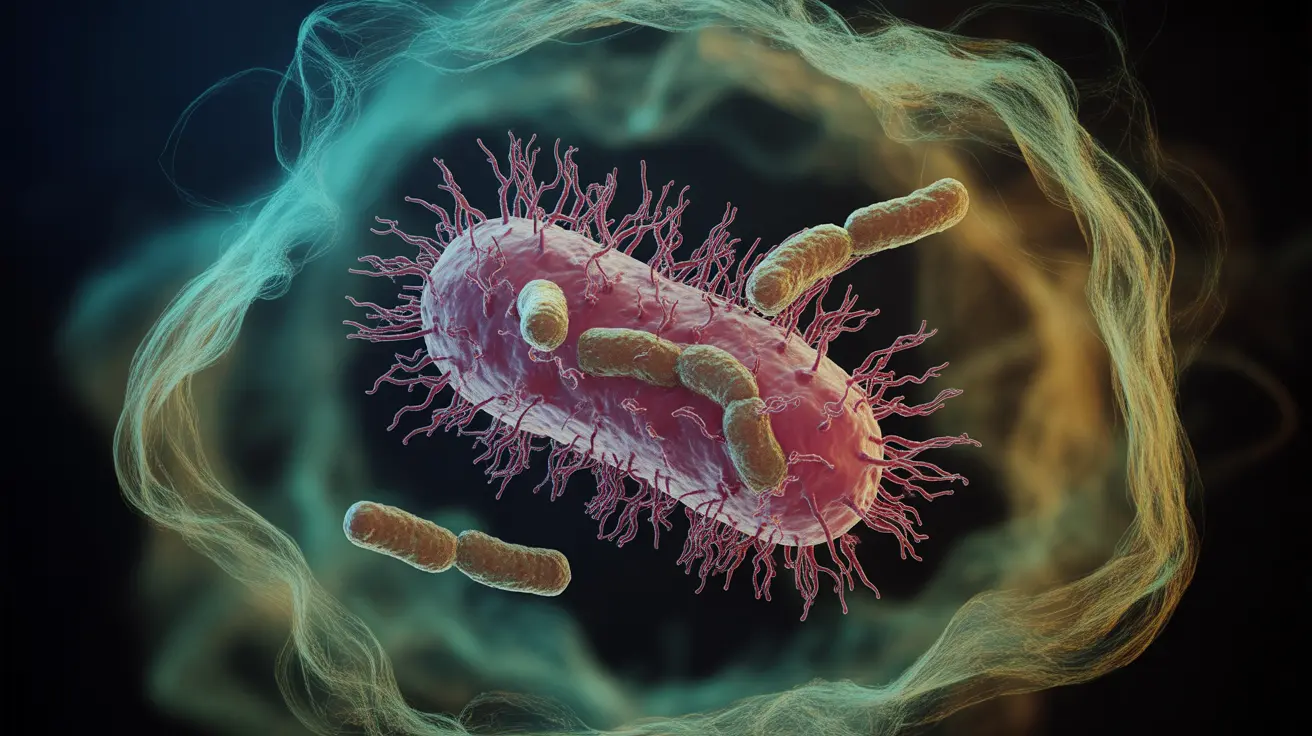 Detailed illustration depicting various mechanisms of bacterial antibiotic resistance, including enzyme production, target site modification, and efflux pumps, set against an abstract molecular background