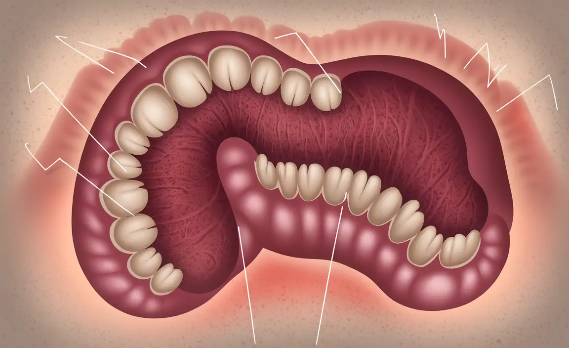 Illustration of bite mark bruise with curved pattern and tooth impressions, showing purple discoloration, swelling, and tenderness