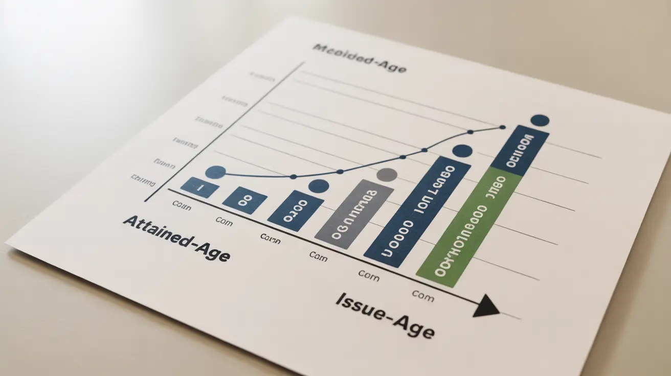 Infographic with comparison chart of attained-age and issue-age Medigap policies featuring age progression and cost variations, neutral colors