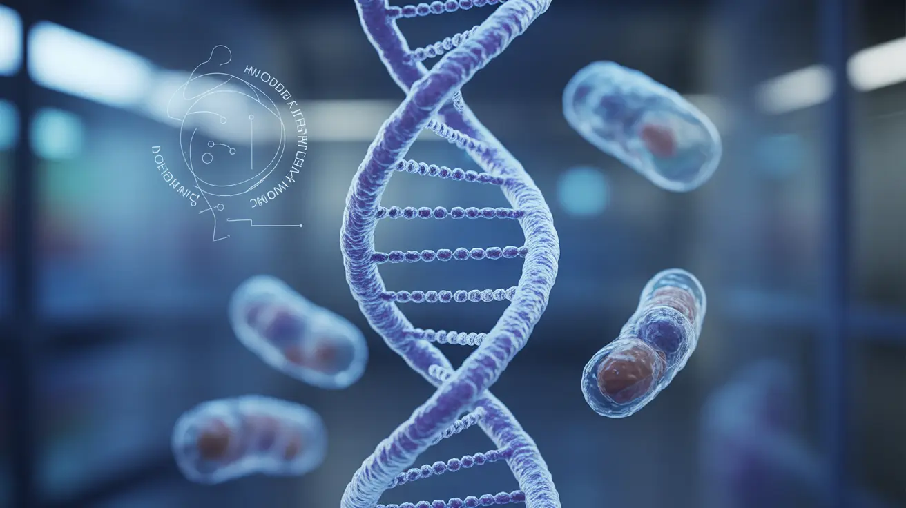 Illustration showing Crohn's disease treatment concepts like biological therapies, gene editing, and stem cell interventions against a background of lab research.