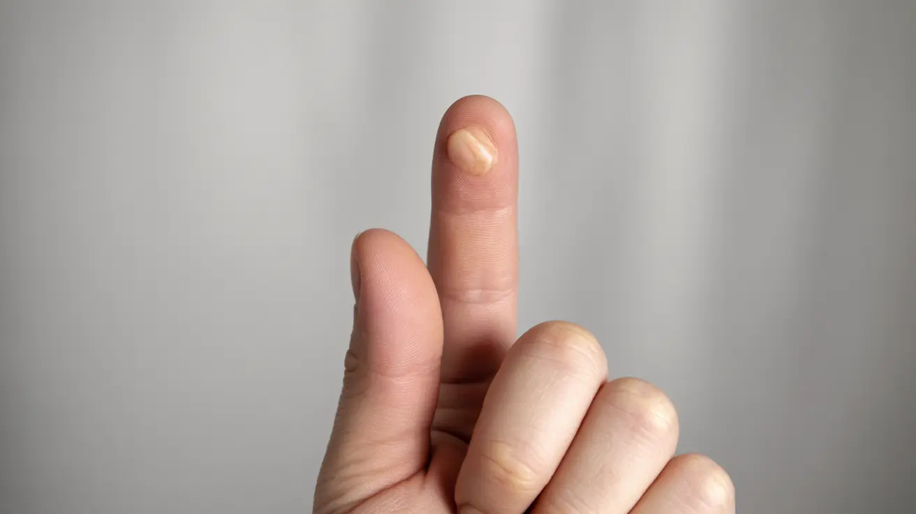 Detailed illustration of a human finger displaying characteristic sausage-like swelling of dactylitis, against a neutral clinical background
