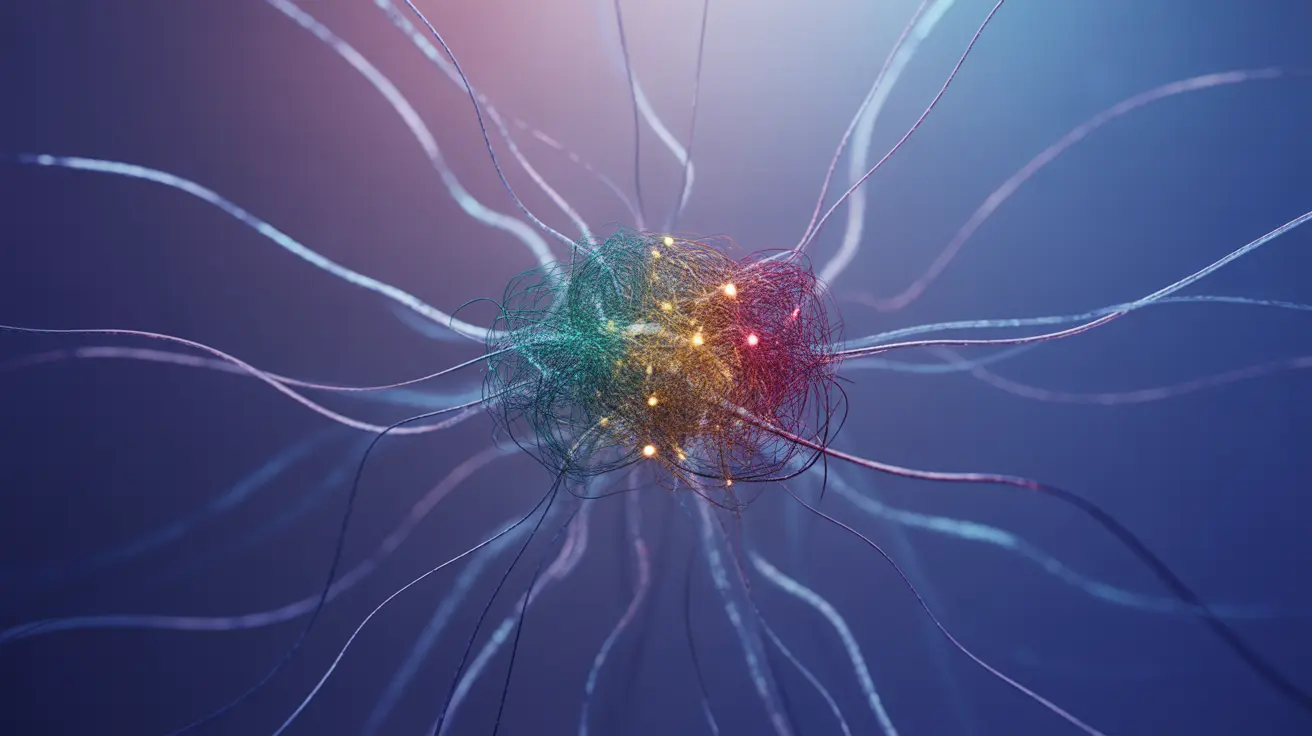 Abstract concept image showing diverse brain types with interconnected neural pathways and color variations illustrating stress responses against an abstract background