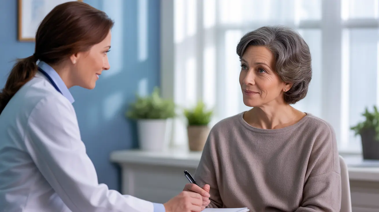Diverse adult consulting with healthcare professional in a bright clinical office about legal rights.
