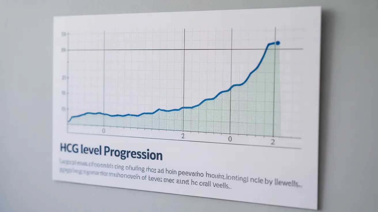 Illustration with graph showing hCG progression during early pregnancy, highlighting rising and potential low levels in clinical infographic style