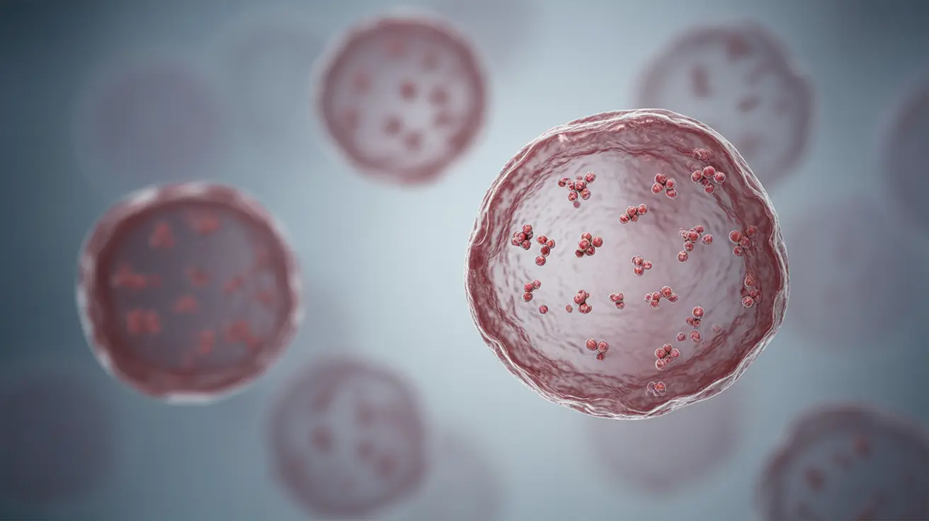 Illustration of breast cancer cells with normal HER2 protein expression, diagrammatically labeled, abstract scientific background