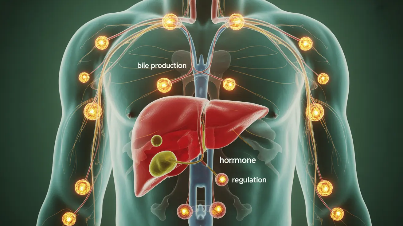 Detailed illustration of the human body highlighting organs related to cholesterol production, with bright colors and informative labels.