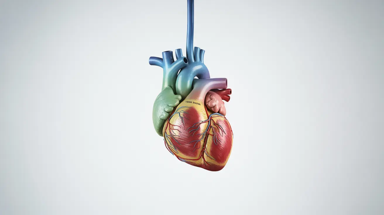 Detailed illustration of the human heart with annotations for high blood pressure and low heart rate conditions, set against an abstract background representing cardiovascular health.