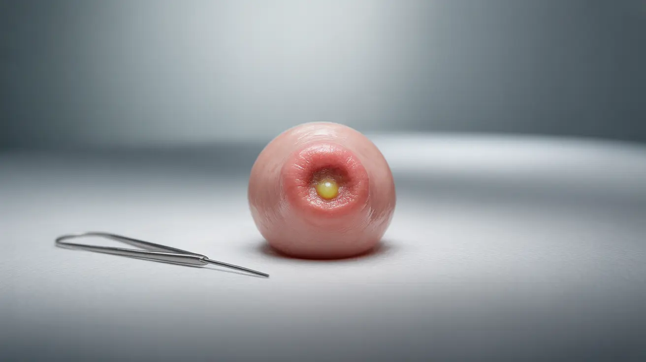 Detailed illustration of an infected nipple piercing, showing symptoms like redness, swelling, and yellow-green discharge around the piercing.