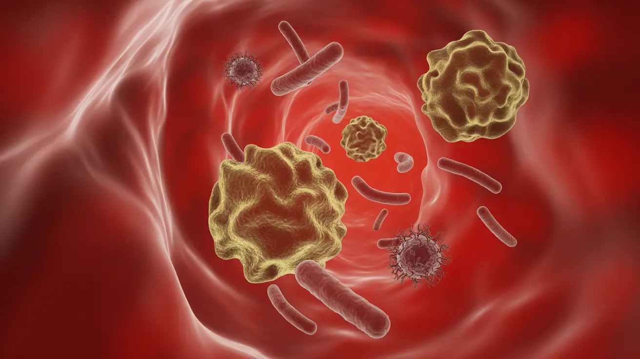 Detailed illustration of lymphocytes in the bloodstream, highlighting their interaction with viruses and bacteria in a clear, educational style.