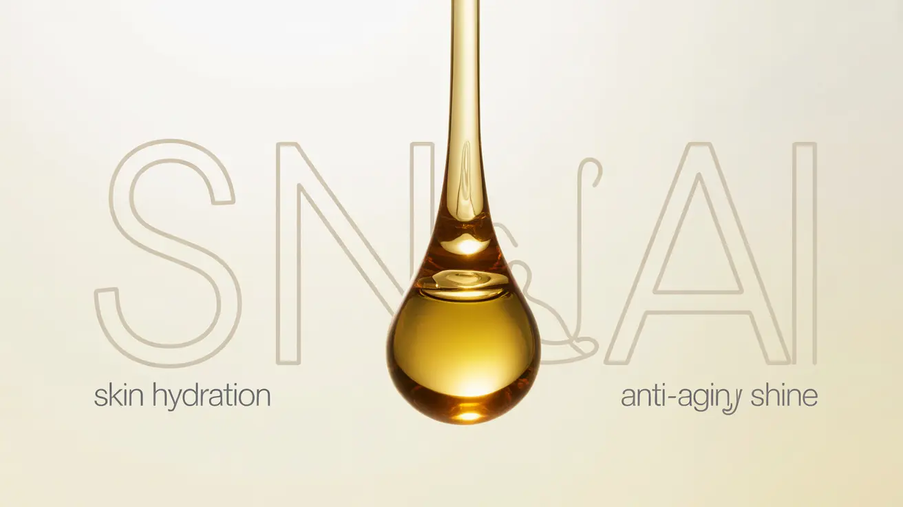 Illustration of marula oil drop with symbols showing benefits for skin hydration, anti-aging, hair shine, and antioxidants.