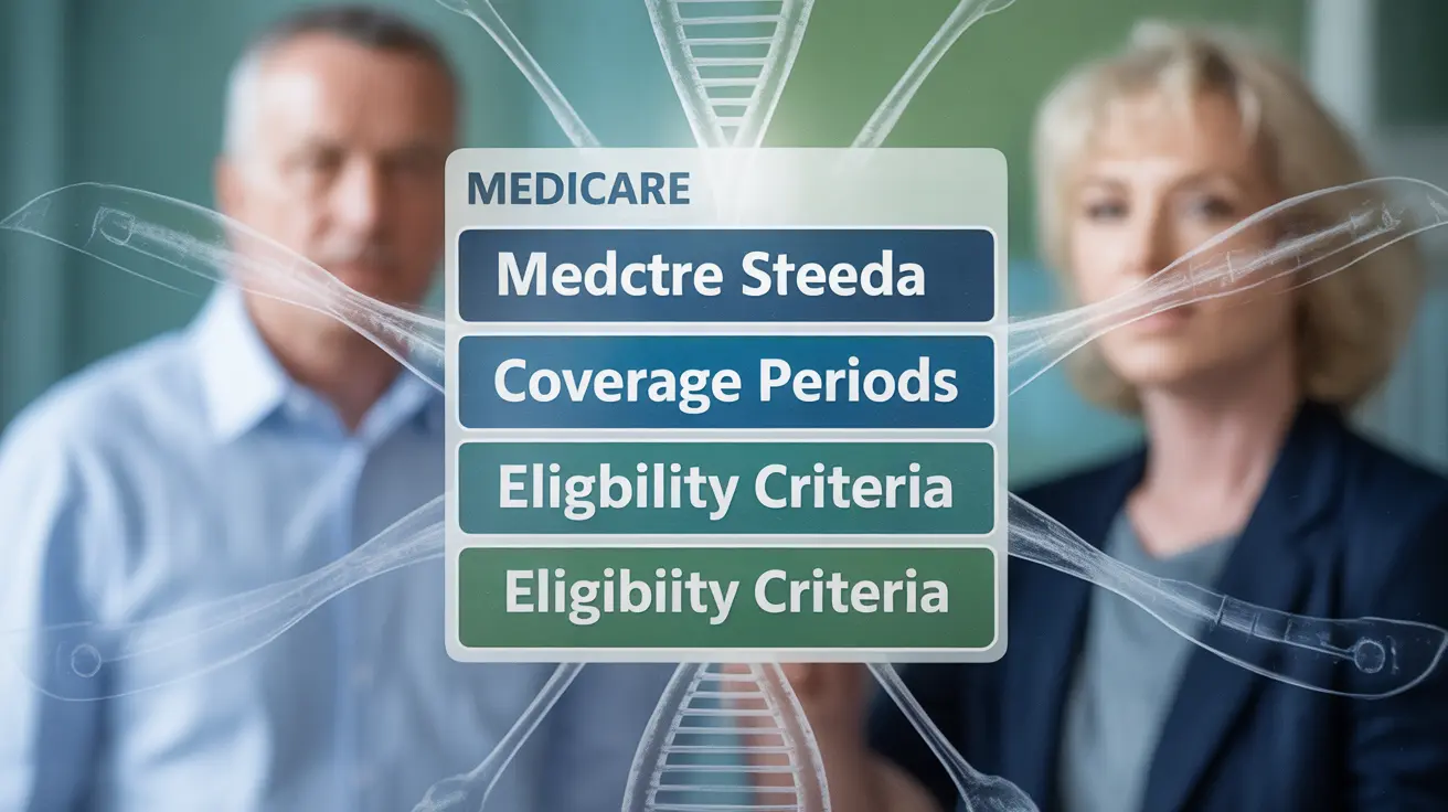 Infographic with medical elements, showing Medicare coverage details, blue and green scheme
