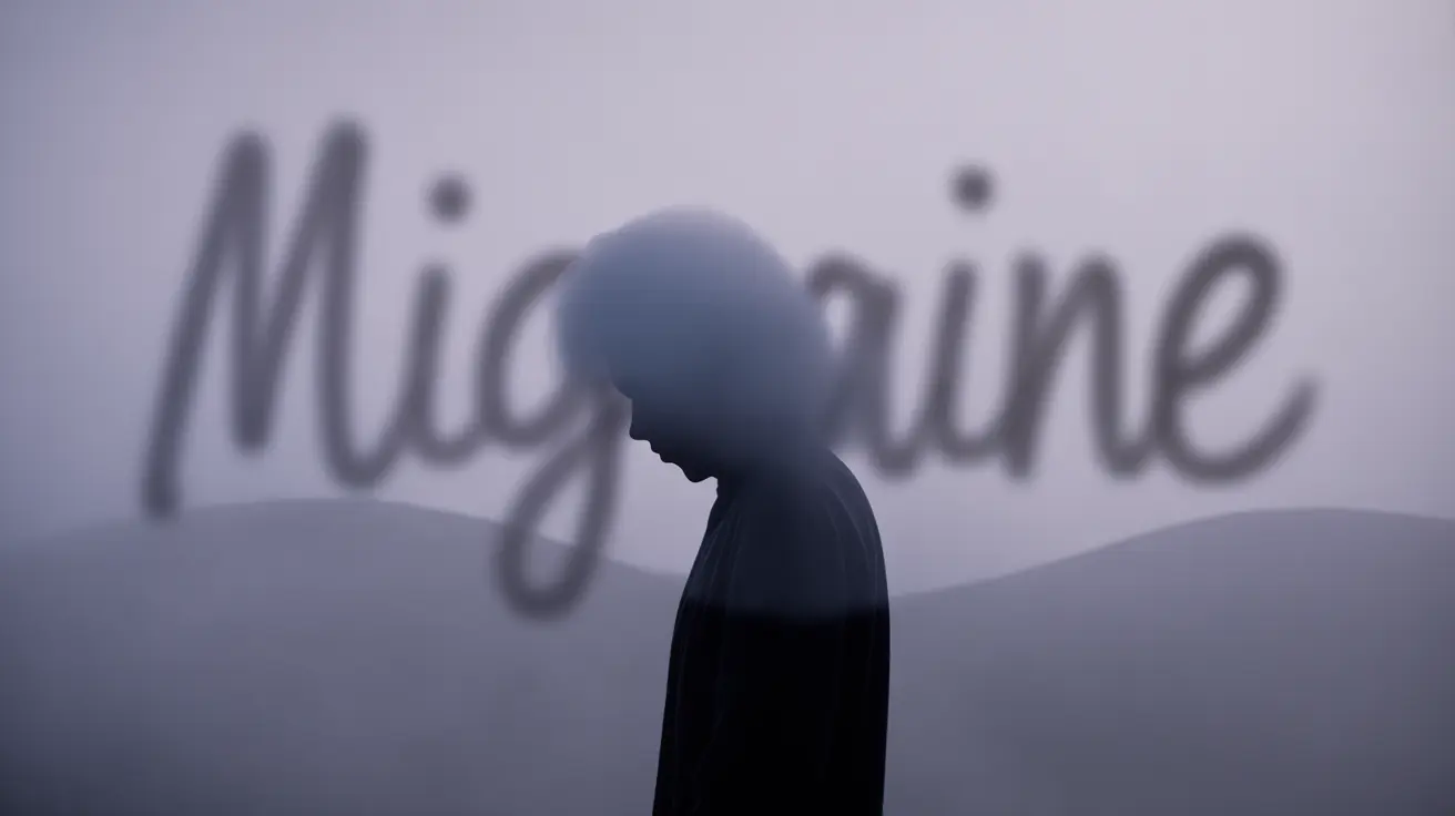Abstract concept, person with swirling fog around head symbolizing mental fog and fatigue, muted colors