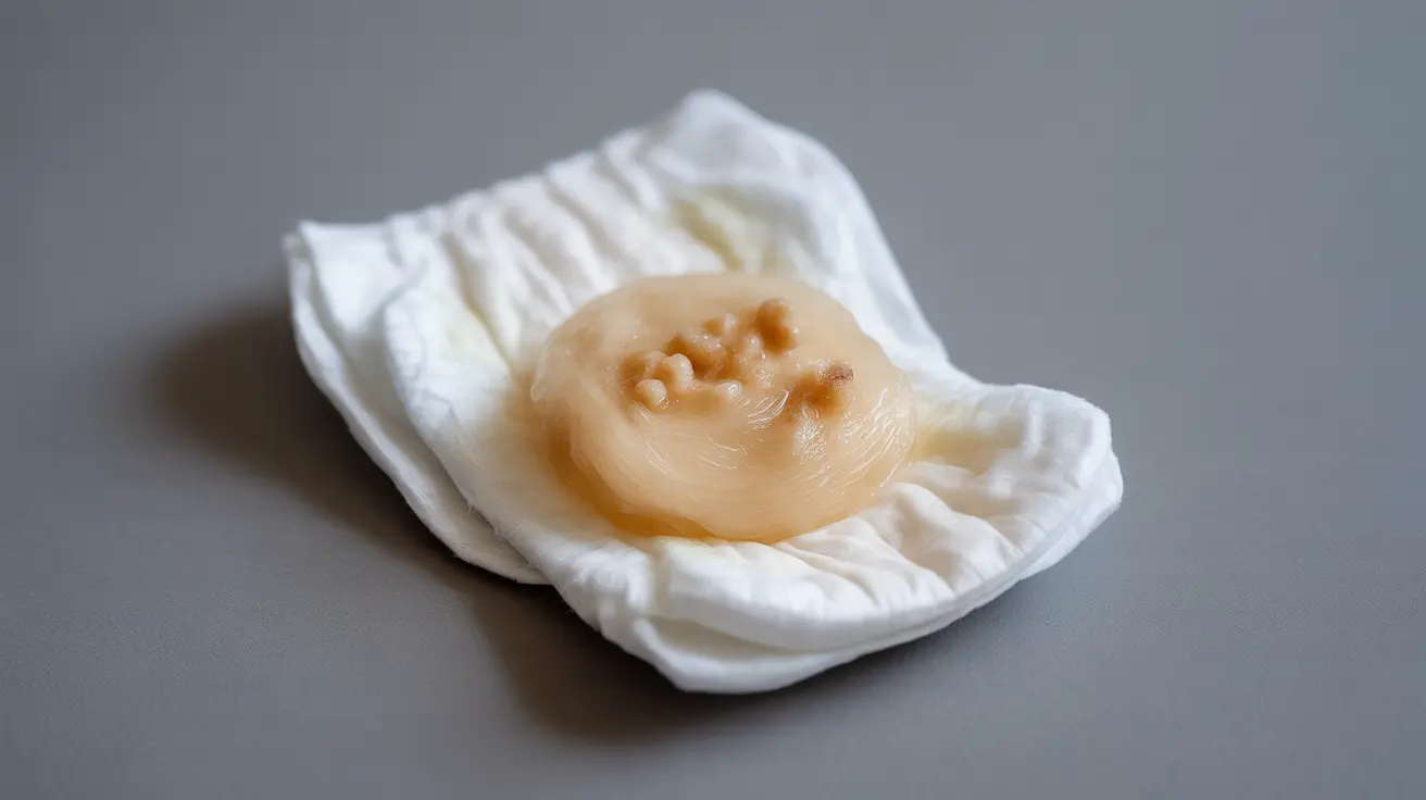 Illustration of baby diaper with stool showing clear or whitish stringy mucus, bright background