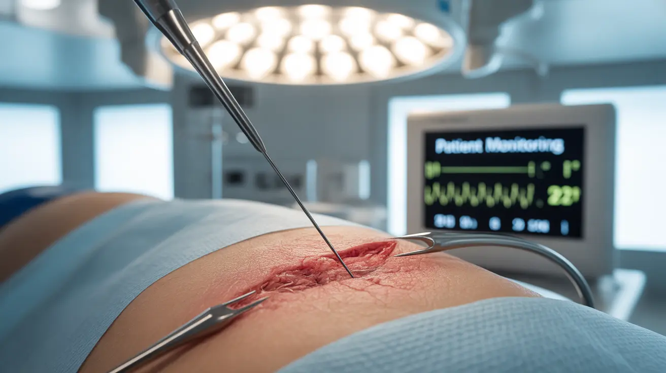 Detailed illustration of a needle biopsy procedure in a clinical setting with medical equipment and bright lighting, focusing on the tool and target area