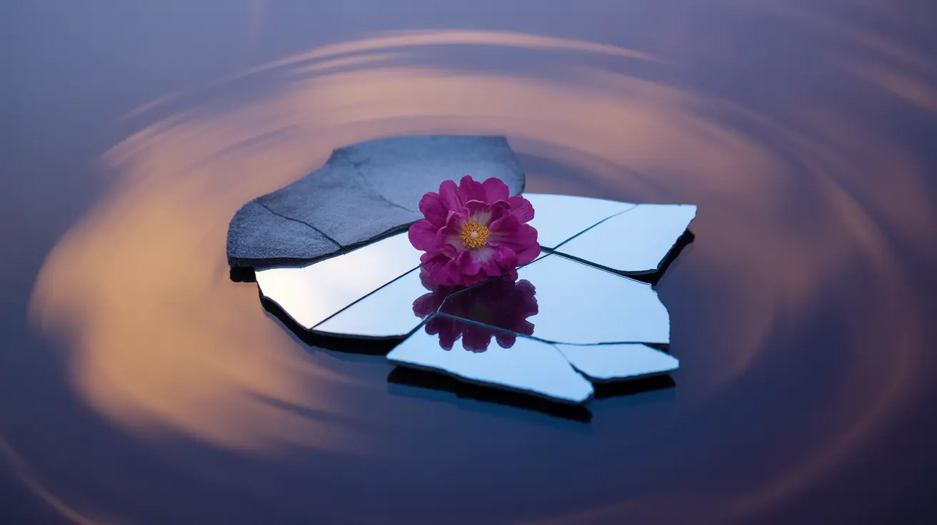 Abstract concept illustration of negative cognitive bias shifting towards balance, with colors and elements symbolizing cognitive processes in a reflective mood