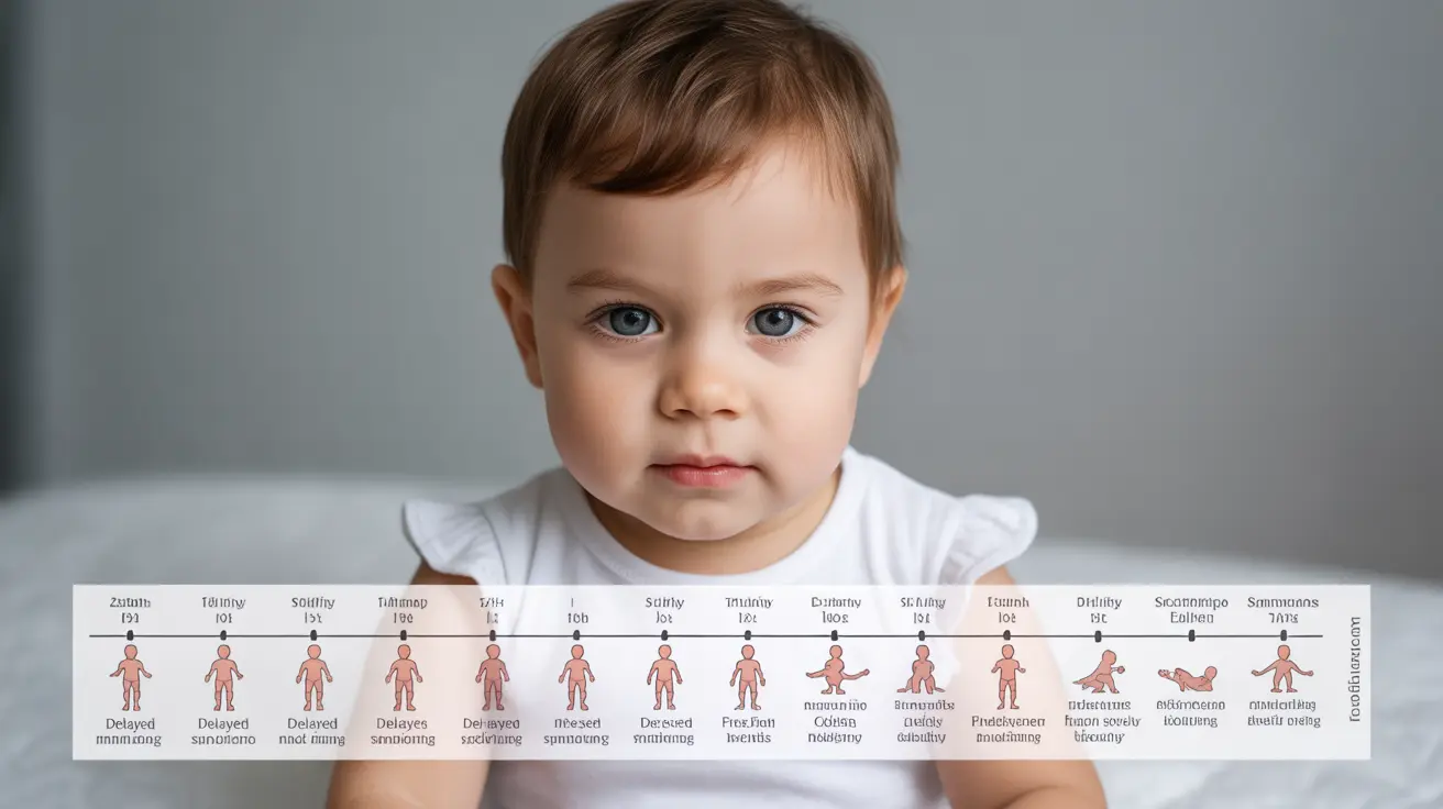 Illustration showing a timeline of child's development with Sanfilippo syndrome, labeled stages like delayed speech and joint stiffness