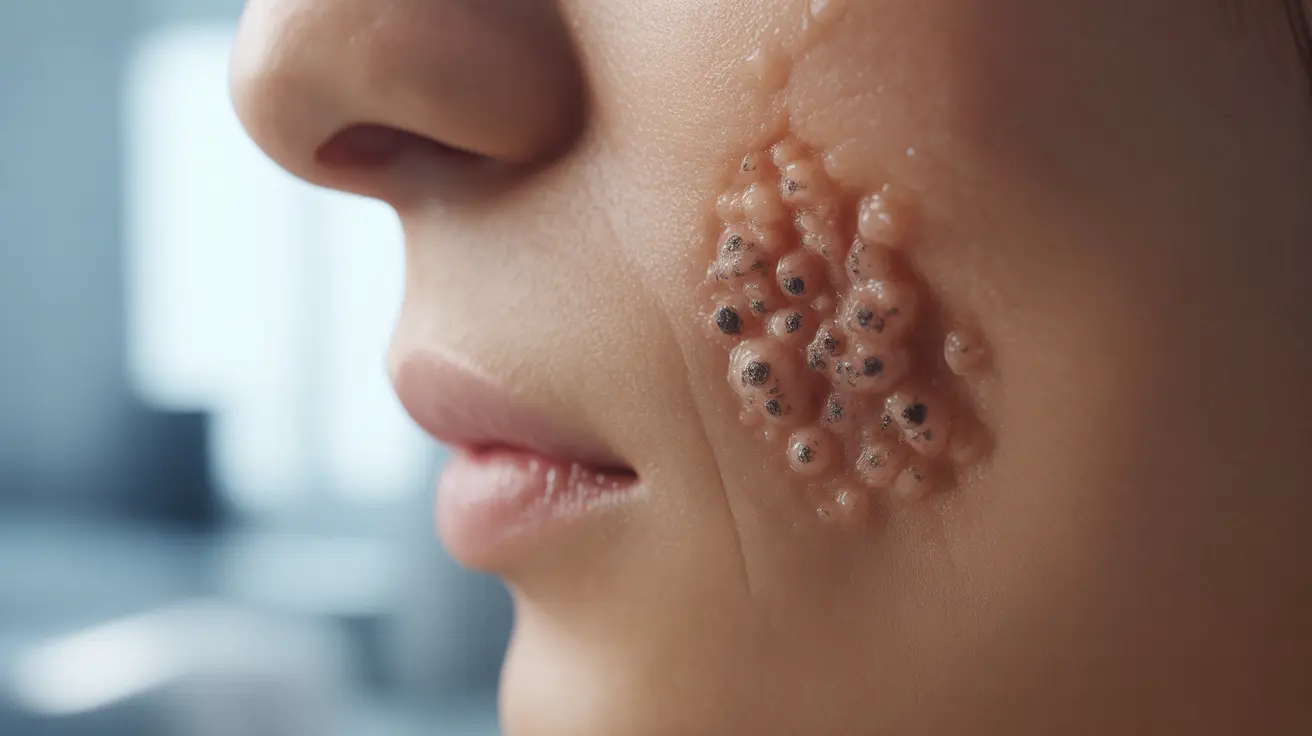 Detailed illustration showing skin pores with visible blackheads, highlighting the clogging process with dead skin cells and oil, set against a clean, abstract clinical background.