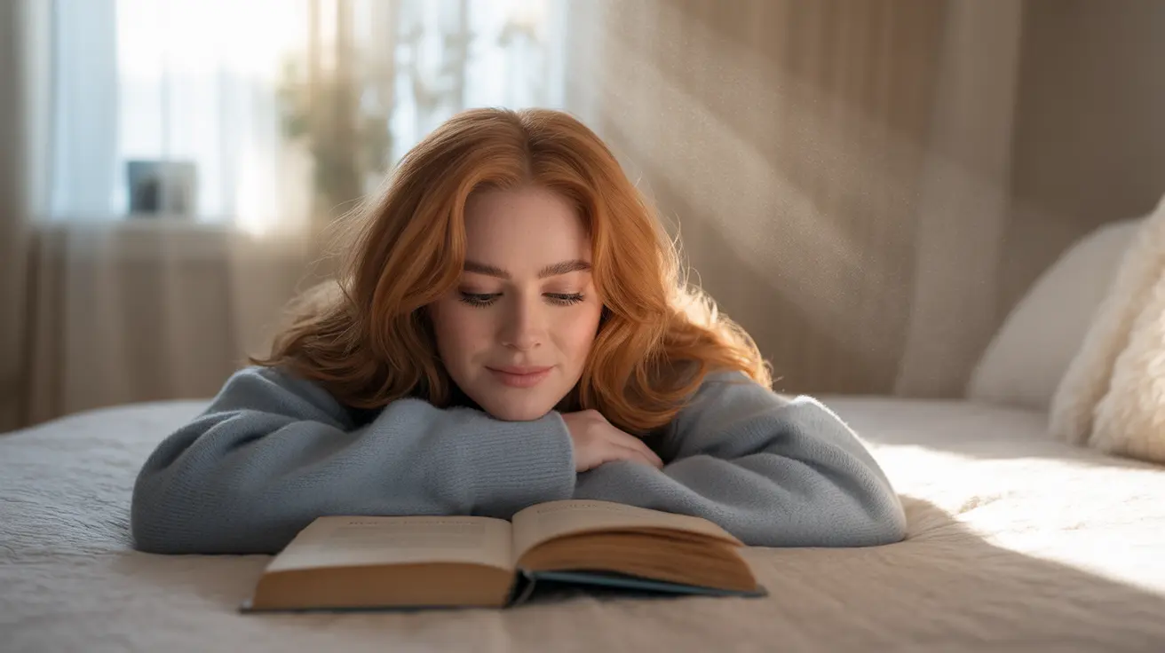 Person lying on their stomach in bed, sleeping without a pillow, calm and relaxed in a tidy bedroom setting