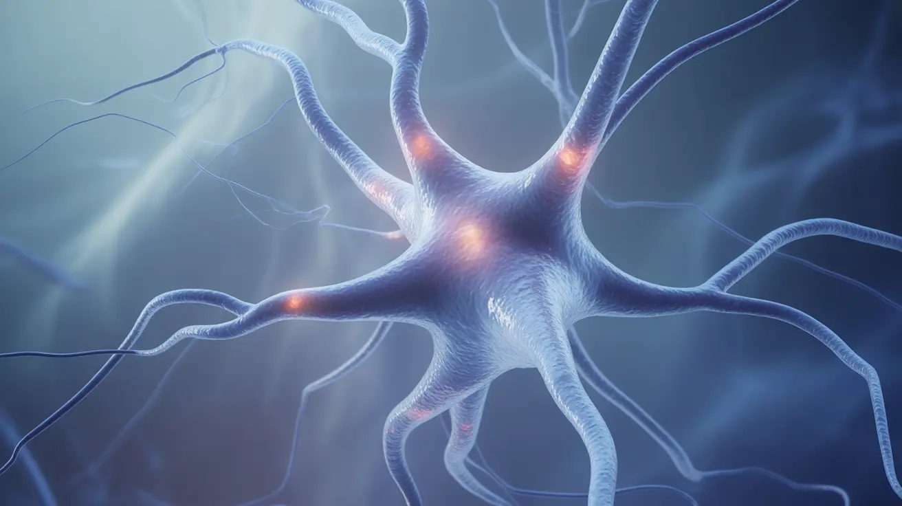 Abstract concept with cool colors illustrating neuron and glucose molecule imagery, depicting sugar impact on brain chemistry and mood.