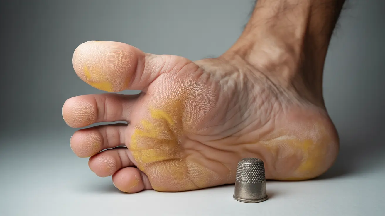 Close-up illustration of a foot showing thickened calluses on top of toes, highlighting rough texture and color.