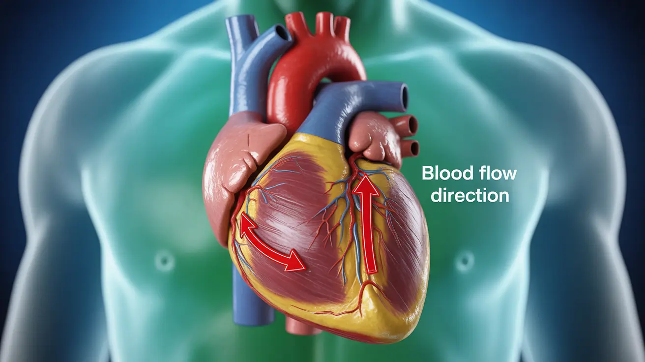 Detailed illustration of human heart showing tricuspid valve and blood flow with clinical background