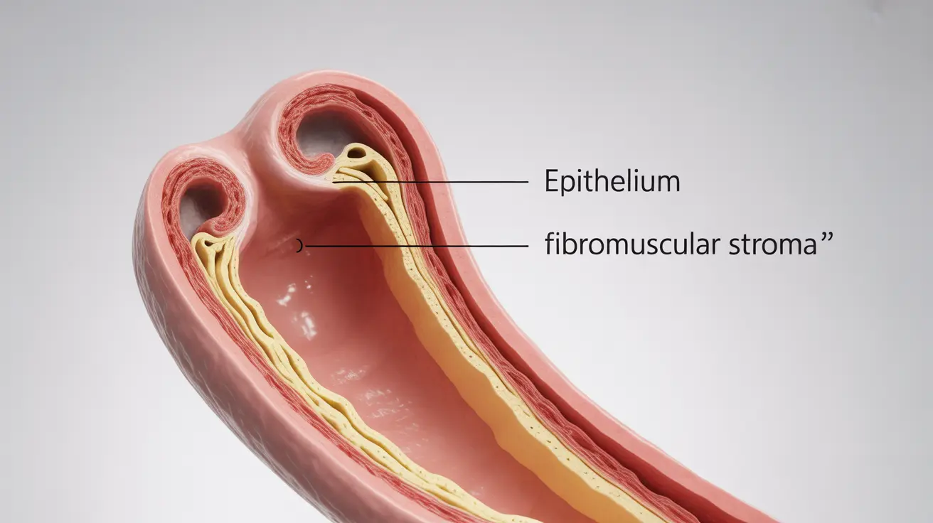 Detailed illustration of vaginal atrophy, showing thinning and dryness of vaginal tissues due to decreased estrogen, with labeled components on white background.